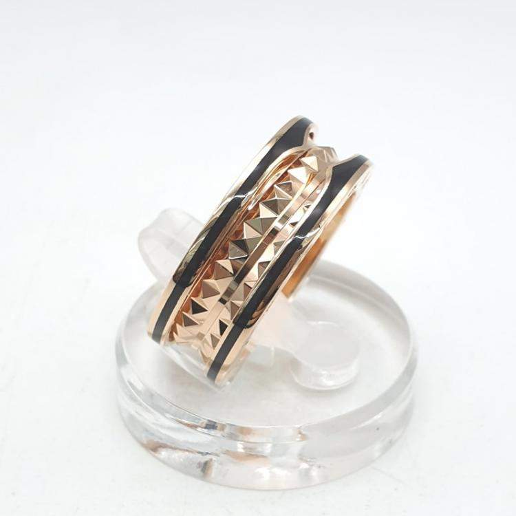 Pre Owned Bvlgari B.Zero1 18K Rose Gold Ceramic Ring EU 59