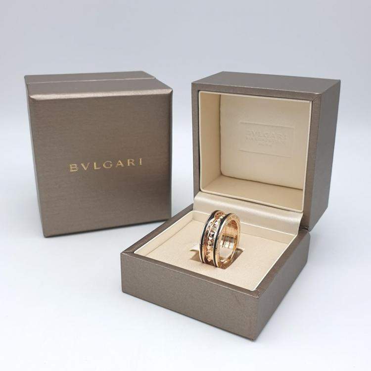 Pre Owned Bvlgari B.Zero1 18K Rose Gold Ceramic Ring EU 59