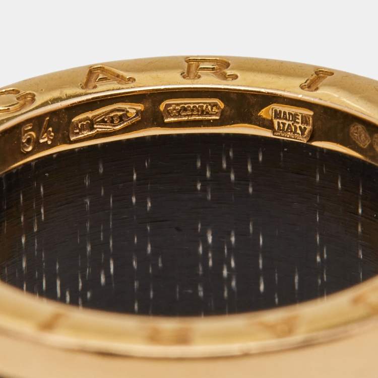 Pre Owned Bvlgari B.Zero1 Brown Marble 18K Rose Gold Band Ring Size 54