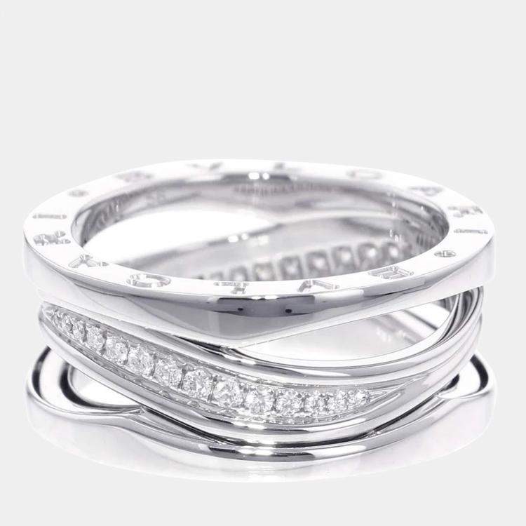 Pre Owned Bvlgari B.Zero1 Legend 18K White Gold Diamond Ring EU 56
