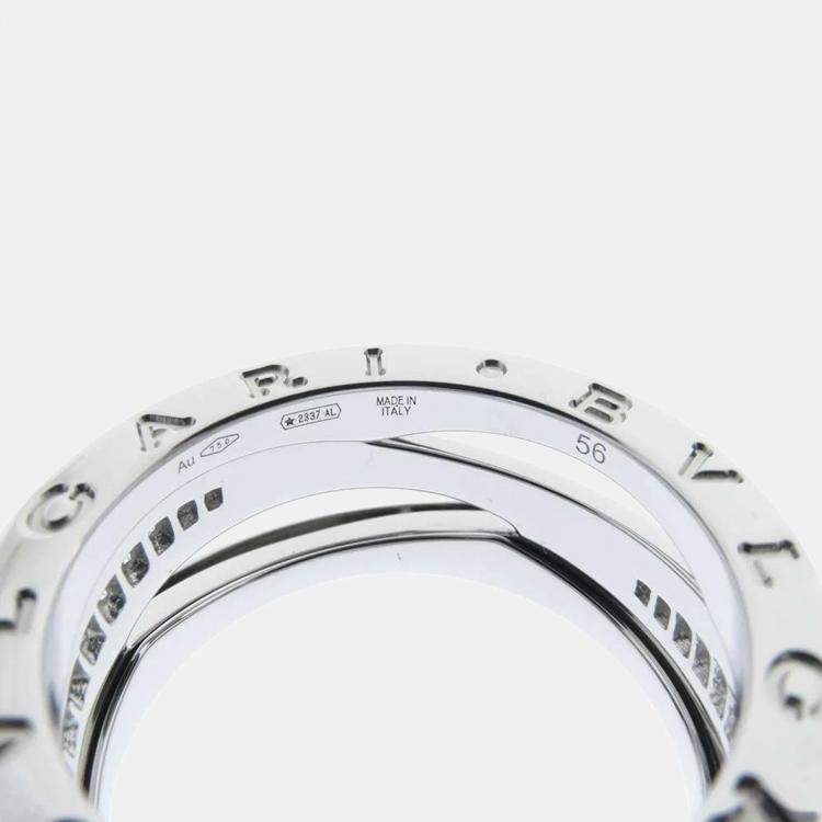 Pre Owned Bvlgari B.Zero1 Legend 18K White Gold Diamond Ring EU 56