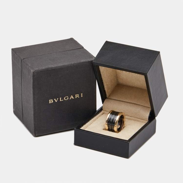 Pre Owned Bvlgari B.Zero1 4-Band Ceramic 18k Rose Gold Ring Size 54