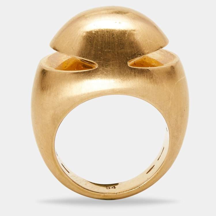 Pre Owned Bvlgari Dome 18k Rose Gold Ring Size 54