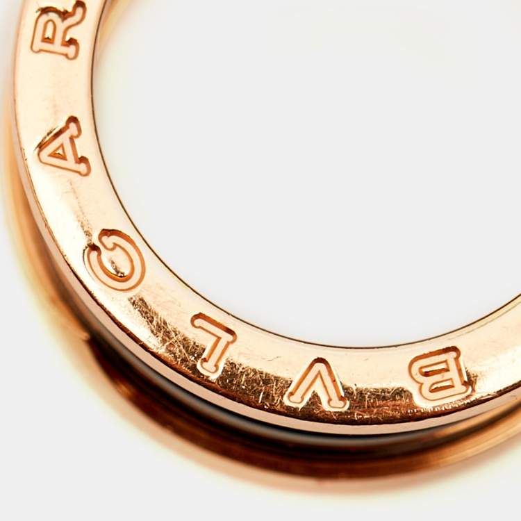 Pre Owned Bvlgari B.Zero1 4-Band Ceramic 18k Rose Gold Ring Size 55