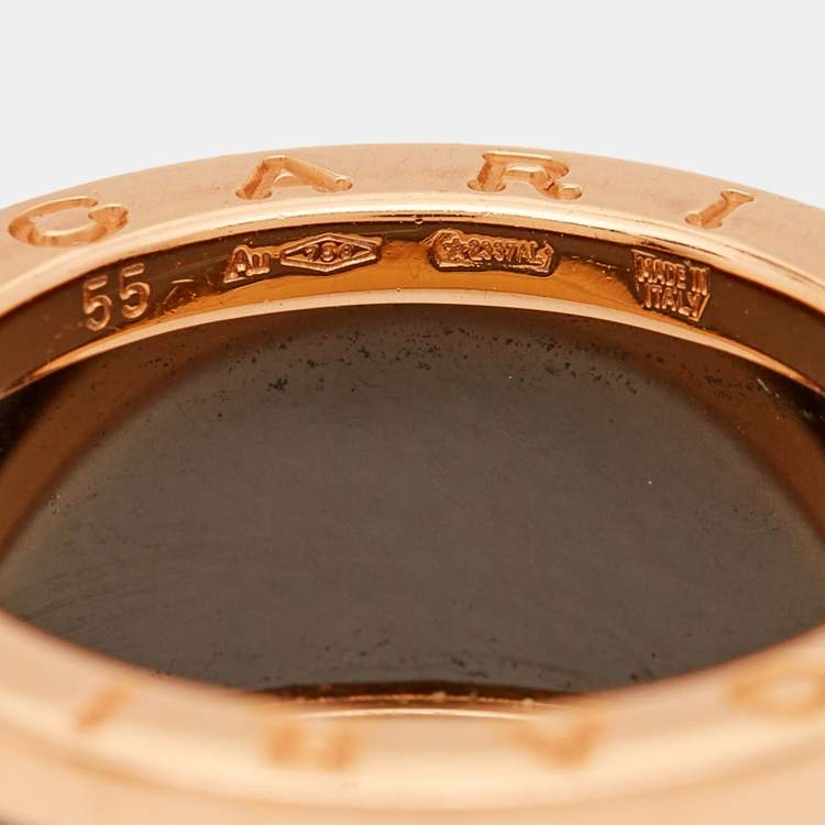 Pre Owned Bvlgari B.Zero1 4-Band Ceramic 18k Rose Gold Ring Size 55