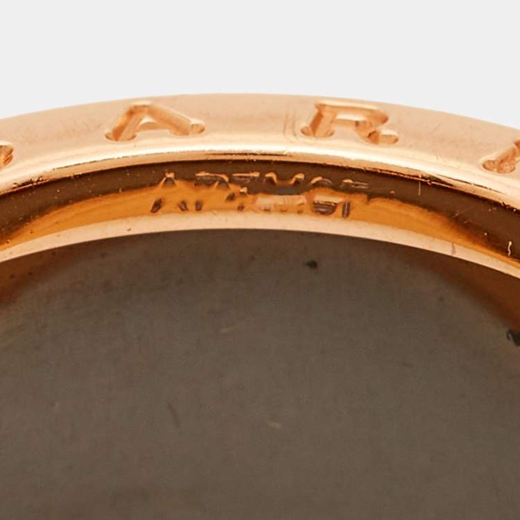 Pre Owned Bvlgari B.Zero1 4-Band Ceramic 18k Rose Gold Ring Size 55
