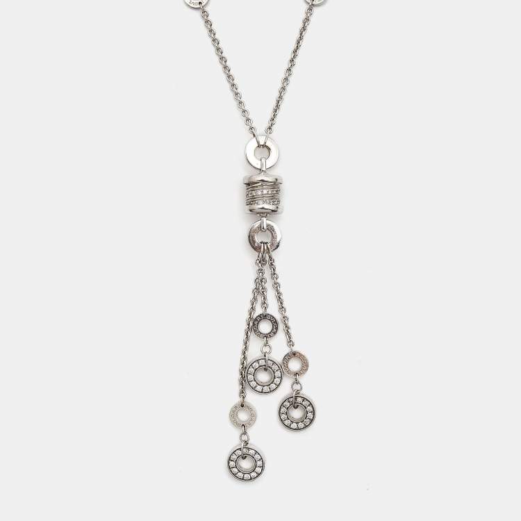 Pre Owned Bvlgari B.Zero1 Diamonds 18k White Gold Necklace