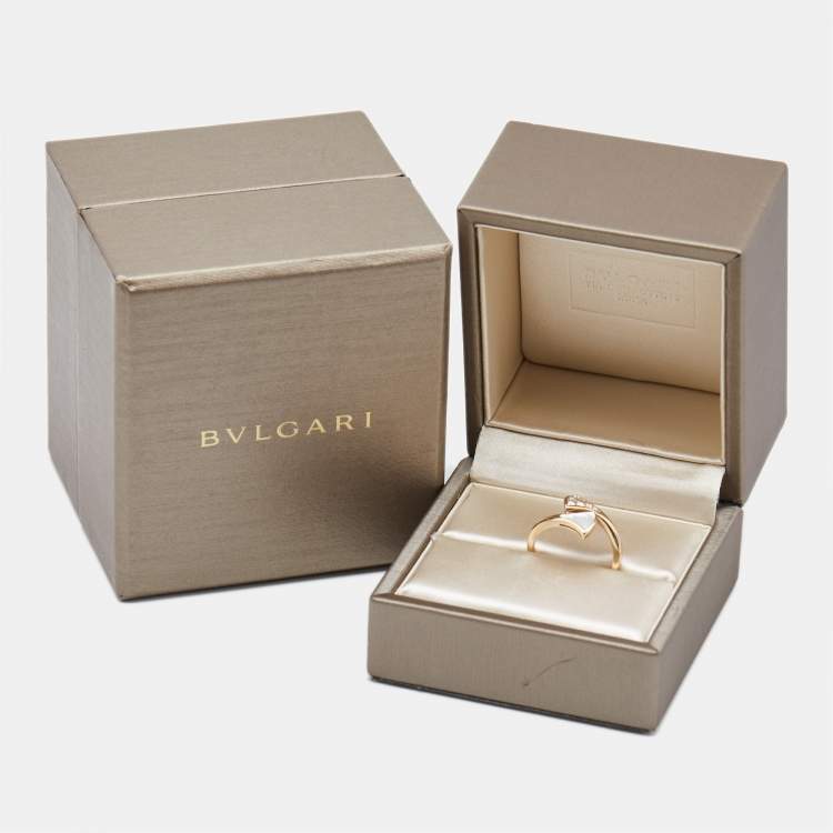 Pre Owned Bvlgari Divas' Dream Mother of Pearl Diamond 18k Rose Gold Ring Size 51