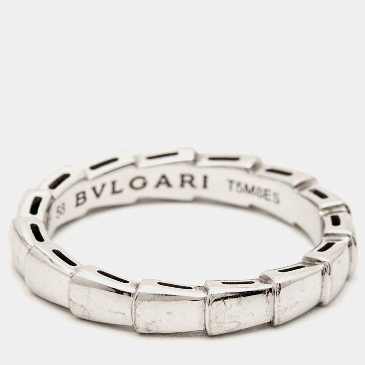 Pre Owned Bvlgari Serpenti Viper 18k White Gold Ring Size 58
