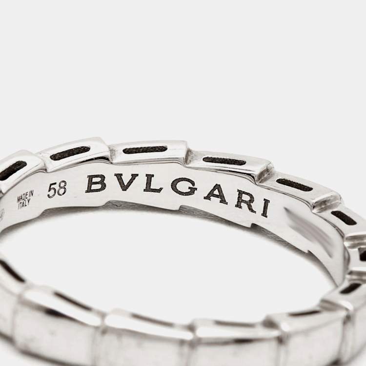 Pre Owned Bvlgari Serpenti Viper 18k White Gold Ring Size 58