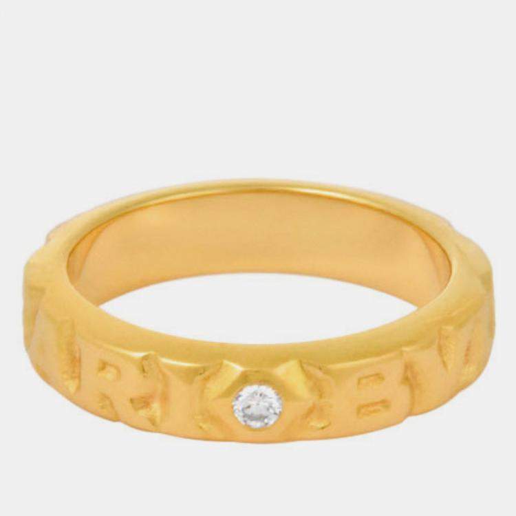 Bvlgari Bvlgari Bvlgari Double Logo 18K Yellow Gold Diamond Ring