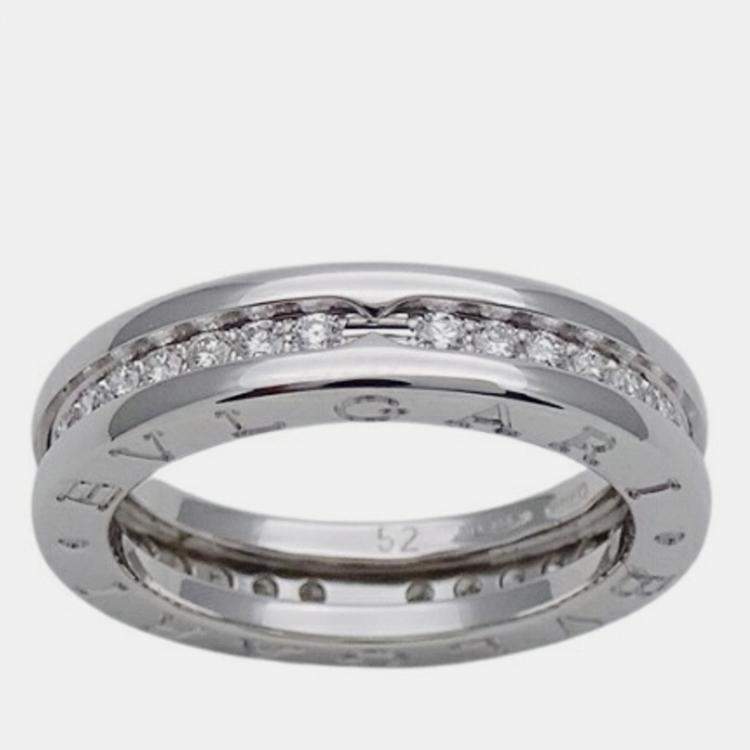 Pre Owned Bvlgari B.Zero1 18K White Gold Diamond Ring EU 52