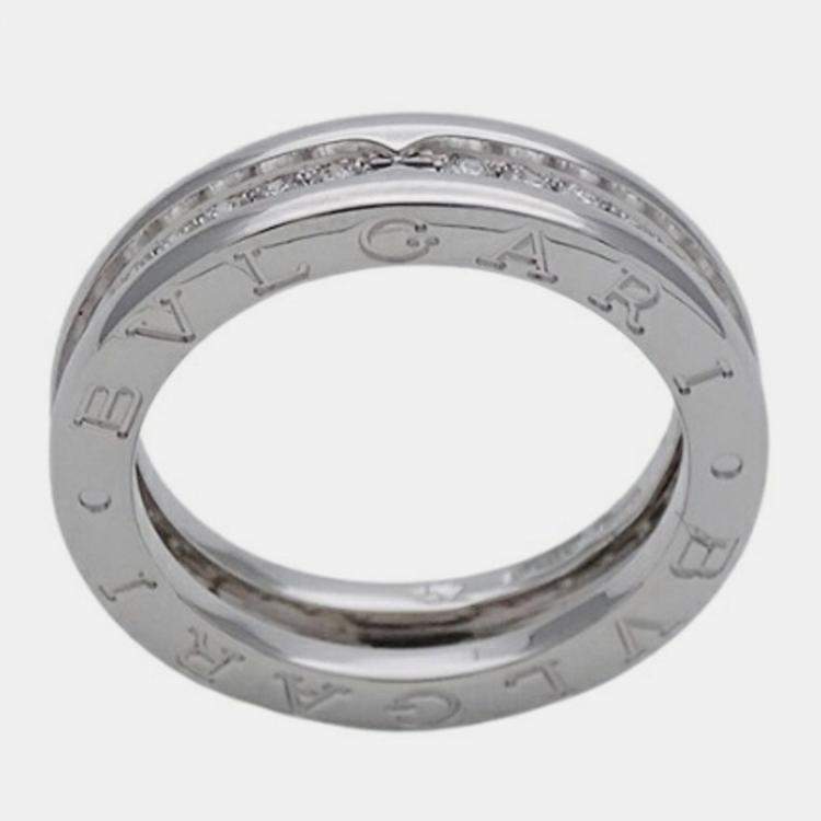 Pre Owned Bvlgari B.Zero1 18K White Gold Diamond Ring EU 52