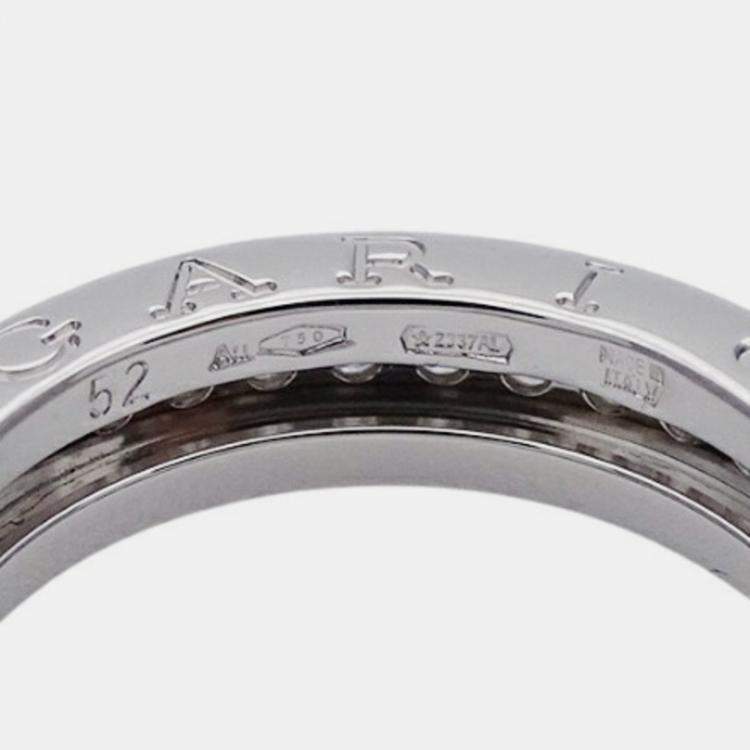 Pre Owned Bvlgari B.Zero1 18K White Gold Diamond Ring EU 52