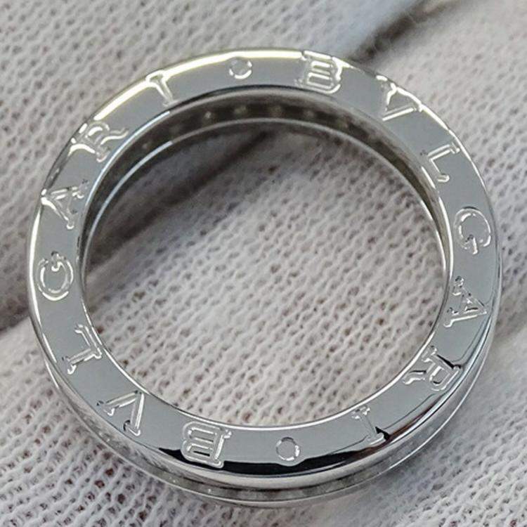 Pre Owned Bvlgari B.Zero1 18K White Gold Diamond Ring EU 52