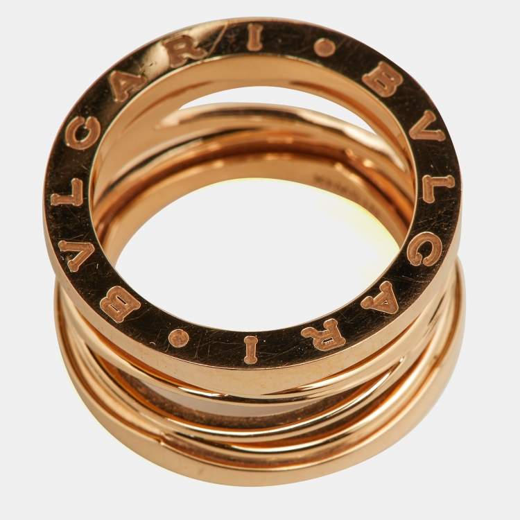 Pre Owned Bvlgari B.Zero1 Design Legend 18K Rose Gold 4-Band Ring 54