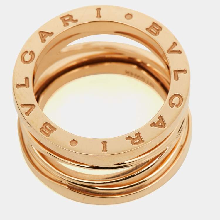 Pre Owned Bvlgari B.Zero1 Design Legend 18K Rose Gold 4-Band Ring 54