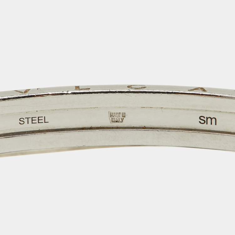 Pre Owned Bvlgari B.Zero1 Steel & 18K Yellow Gold Open Cuff Bracelet 