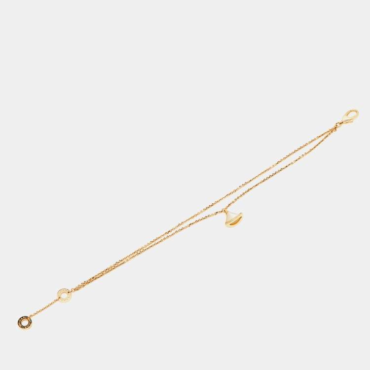 Pre Owned Bvlgari Divas' Dream Mother of Pearl 18K Rose Gold Charm Bracelet SM