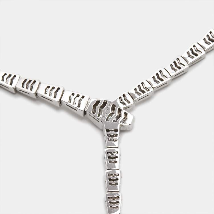 Pre Owned Bvlgari Serpenti Viper Diamonds 18k White Gold Necklace