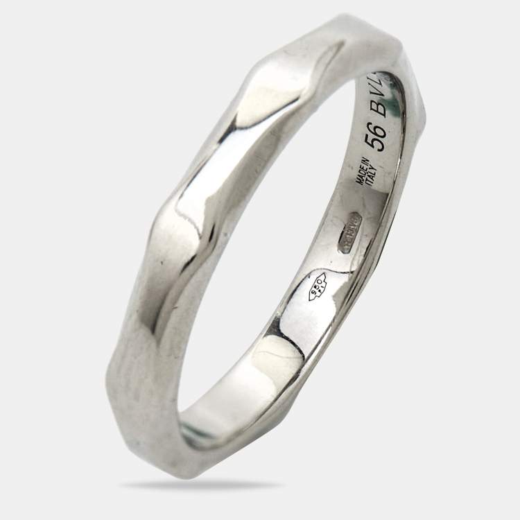 Pre Owned Bvlgari Infinito Platinum Wedding Band Ring Size 56