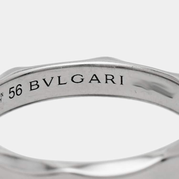 Pre Owned Bvlgari Infinito Platinum Wedding Band Ring Size 56