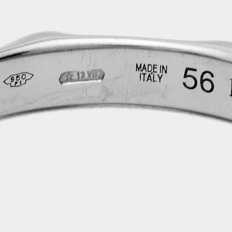 Pre Owned Bvlgari Infinito Platinum Wedding Band Ring Size 56