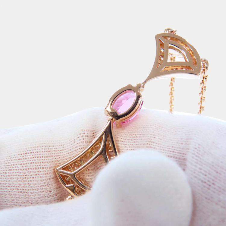 Pre Owned Bvlgari Divas' Dream 18K Rose Gold Diamond Multi Stone Necklace