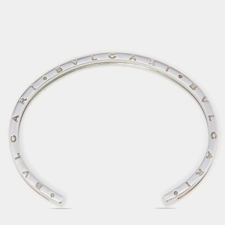 Pre Owned Bvlgari B.Zero1 18k Yellow Gold Stainless Steel Open Cuff Bracelet S