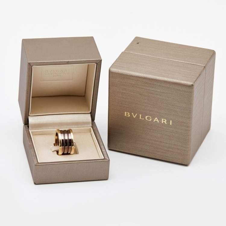 Pre Owned Bvlgari B.Zero1 4-Band Bronze Ceramic 18k Rose Gold Ring Size 54