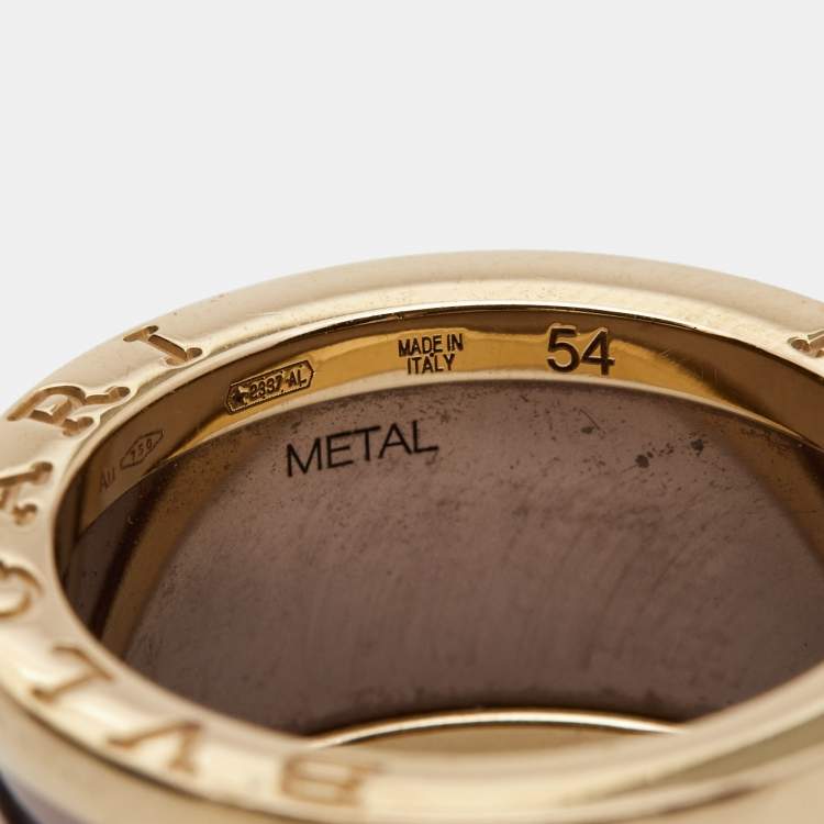 Pre Owned Bvlgari B.Zero1 4-Band Bronze Ceramic 18k Rose Gold Ring Size 54