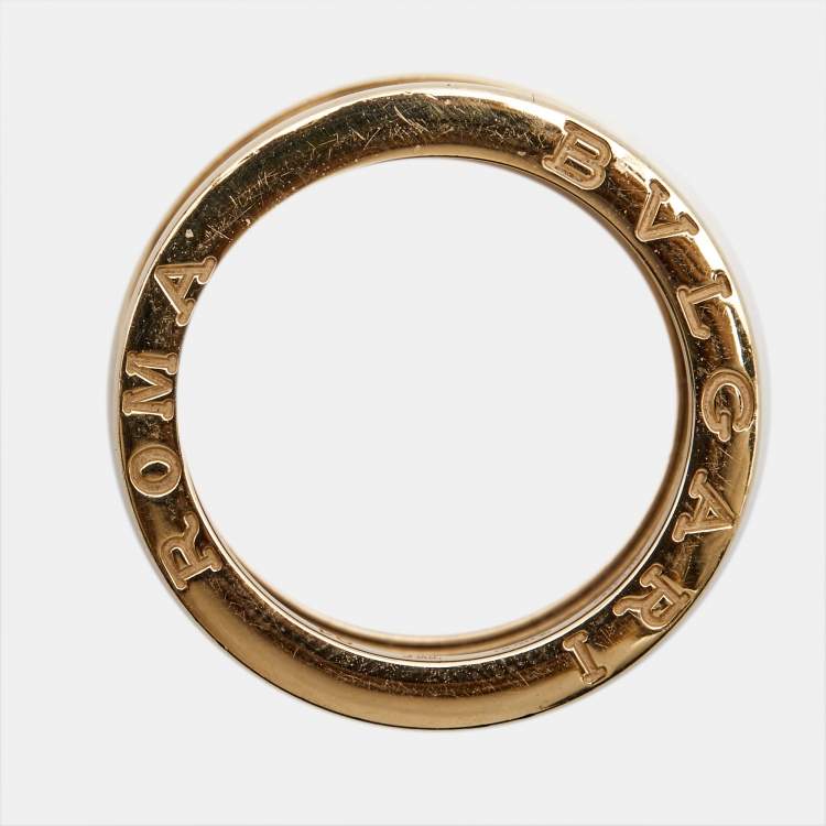Pre Owned Bvlgari B.Zero1 4-Band Bronze Ceramic 18k Rose Gold Ring Size 54