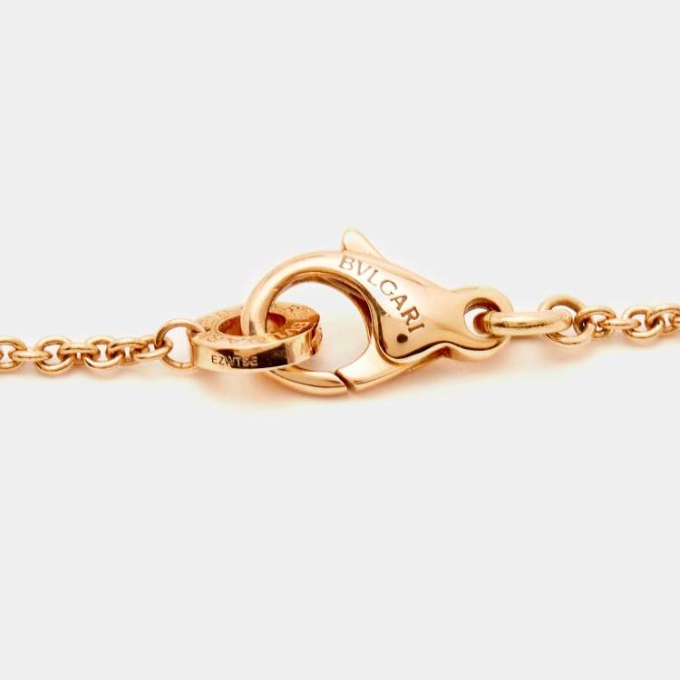 Pre Owned Bvlgari Bvlgari Onyx Mother of Pearl Diamond 18k Rose Gold Necklace