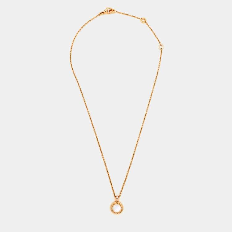 Pre Owned Bvlgari Bvlgari Onyx Mother of Pearl Diamond 18k Rose Gold Necklace