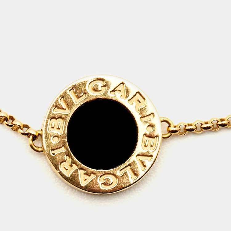 Pre Owned Bvlgari Onyx 18K Yellow Gold Charm Bracelet ML