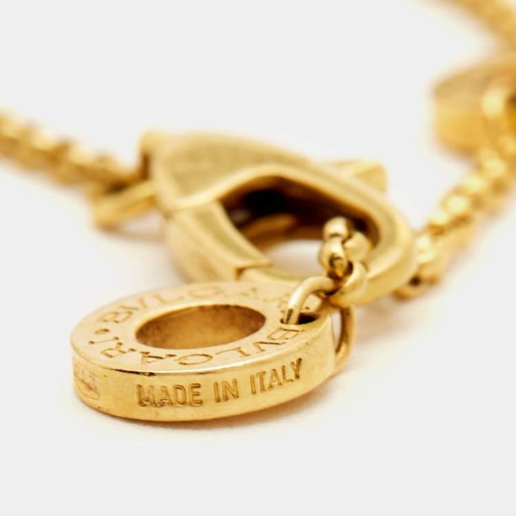 Pre Owned Bvlgari Onyx 18K Yellow Gold Charm Bracelet ML