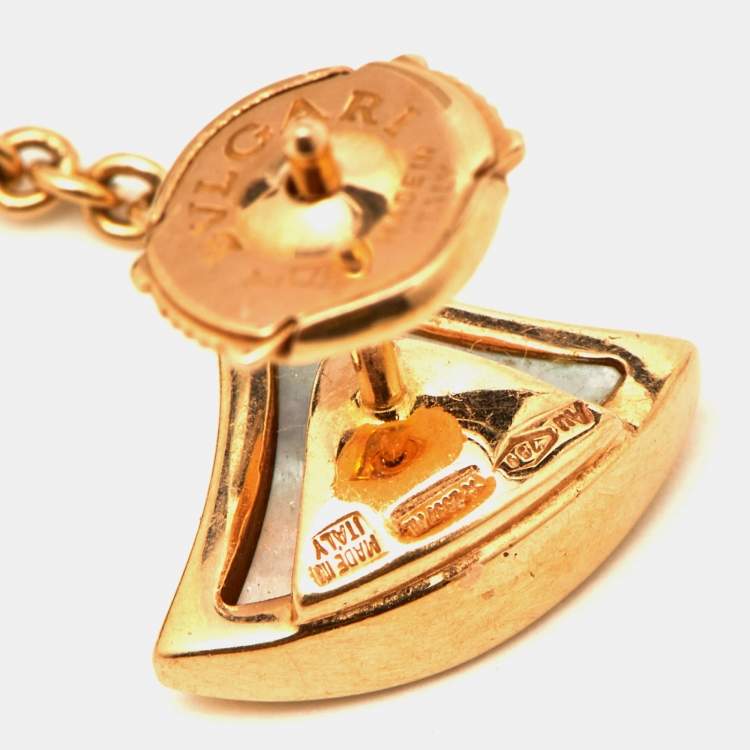 Pre Owned Bvlgari Divas' Dream Onyx Mother of Pearl 18k Rose Gold Dangle Earrings