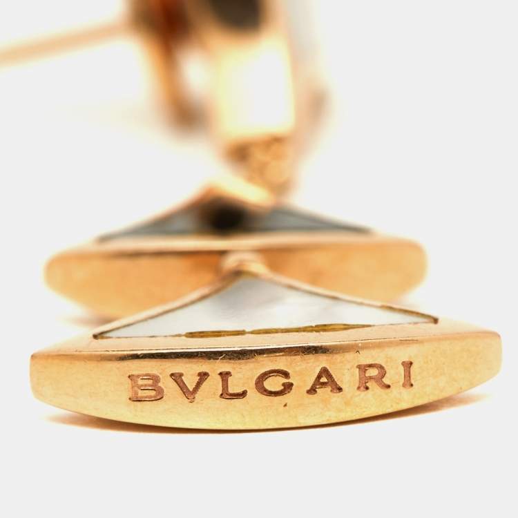 Pre Owned Bvlgari Divas' Dream Onyx Mother of Pearl 18k Rose Gold Dangle Earrings