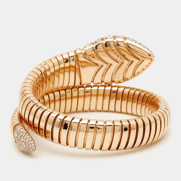Pre Owned Bvlgari Serpenti Forever Diamond 18k Rose Gold Bracelet M/L