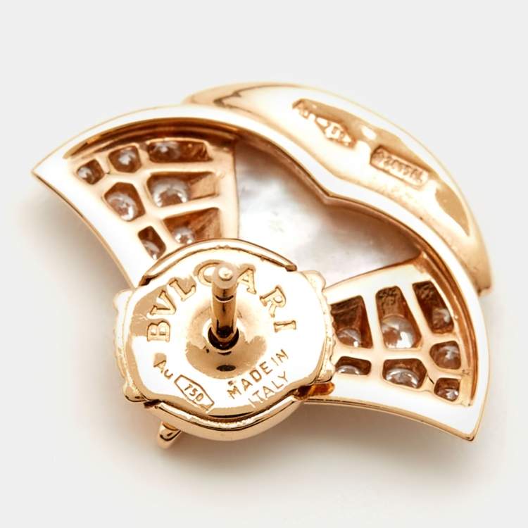 Pre Owned Bvlgari Divas' Dream Mother of Pearl Diamond 18K Rose Gold Earrings