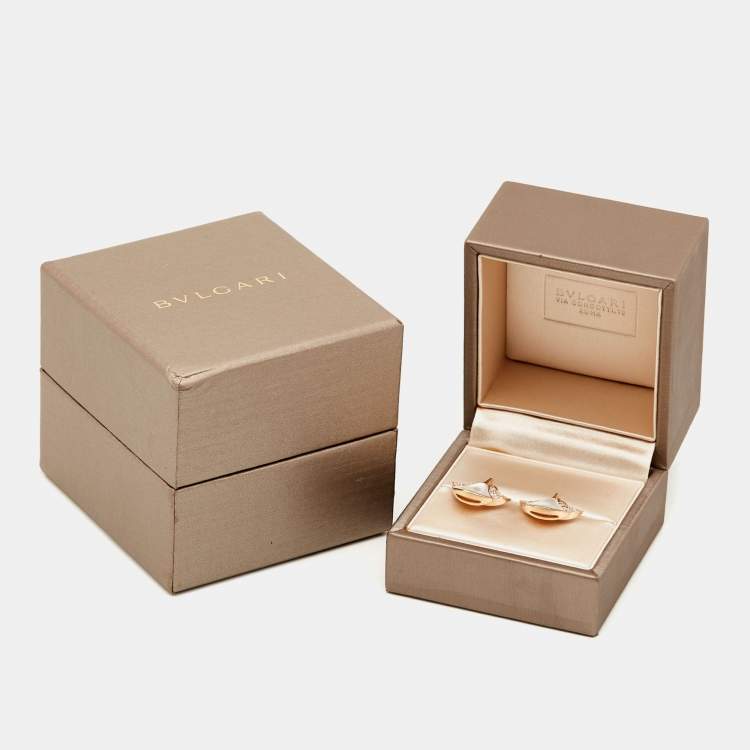 Pre Owned Bvlgari Divas' Dream Mother of Pearl Diamond 18K Rose Gold Earrings