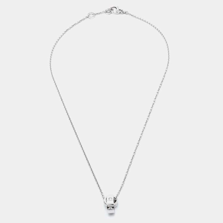 Pre Owned Bvlgari Bvlgari Diamond 18K White Gold Pendant Necklace