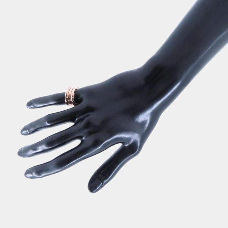 Pre Owned Bvlgari 18K Rose Gold B.Zero1 Two-Band Ring Size 49 