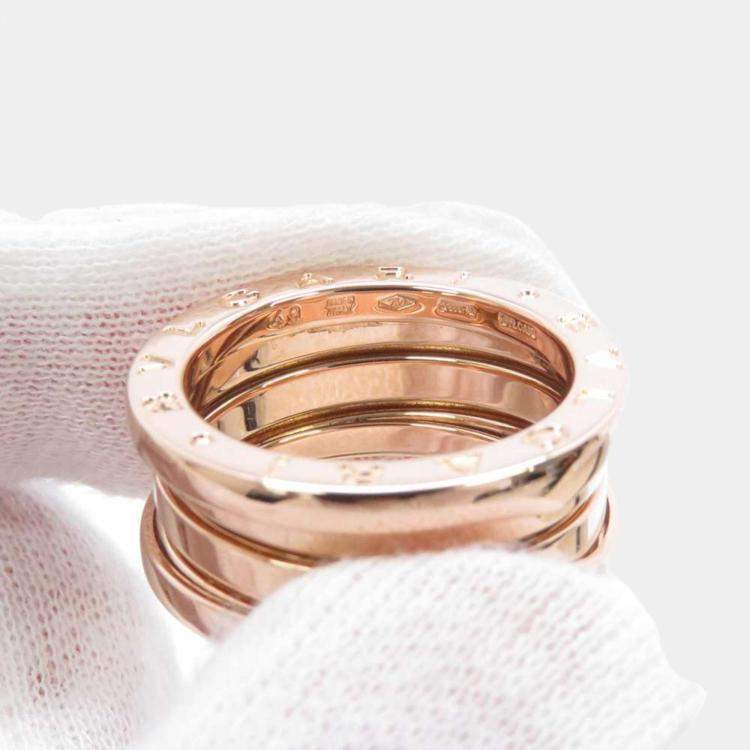 Pre Owned Bvlgari 18K Rose Gold B.Zero1 Two-Band Ring Size 49 