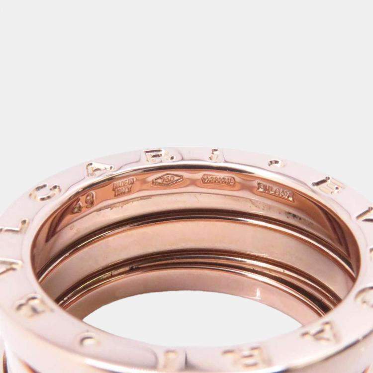 Pre Owned Bvlgari 18K Rose Gold B.Zero1 Two-Band Ring Size 49 