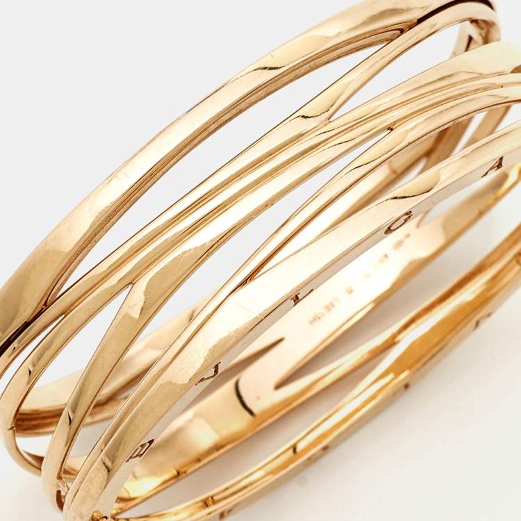 Pre Owned Bvlgari B.Zero1 18k Rose Gold Wide Bracelet M