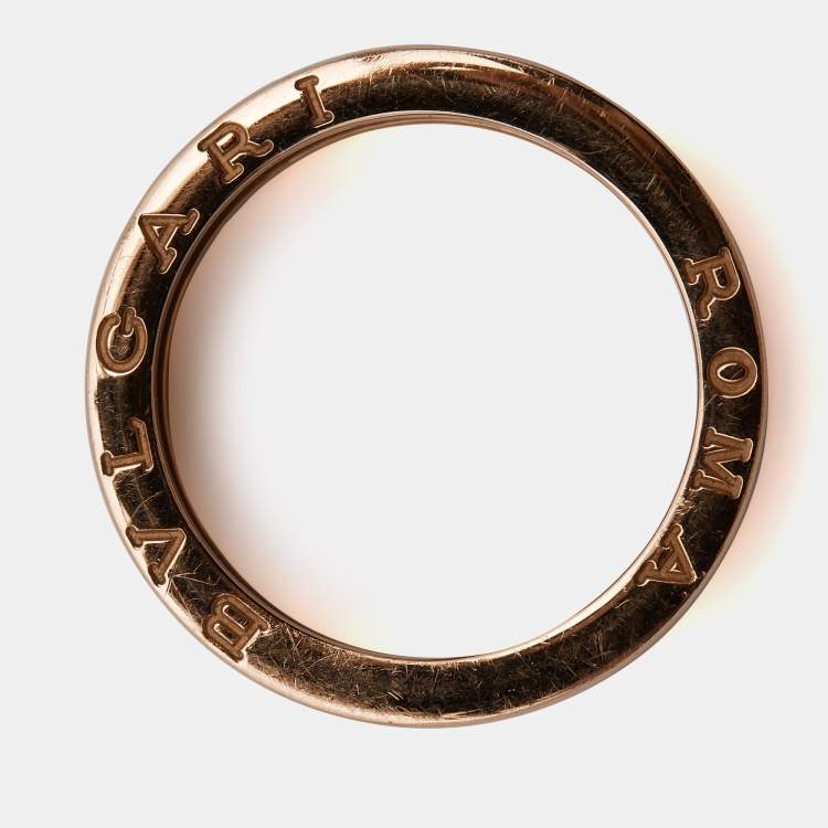 Pre Owned Bvlgari Roma B.Zero1 2-Band Ceramic 18k Rose Gold Ring Size 60