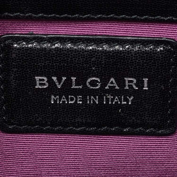 Pre Owned Bvlgari Black Leather and Patent Leather Medium Serpenti Forever Flap Shoulder Bag