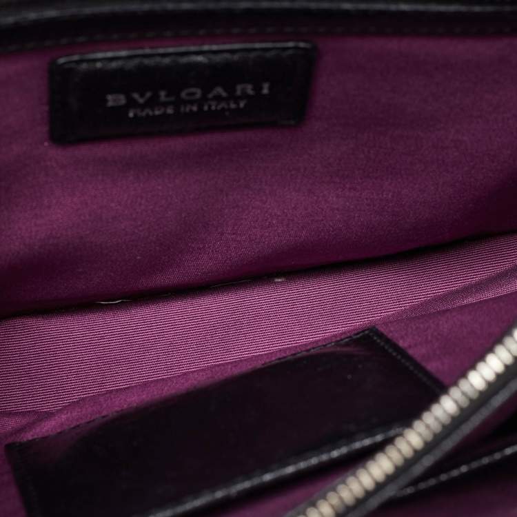 Pre Owned Bvlgari Black Leather and Patent Leather Medium Serpenti Forever Flap Shoulder Bag