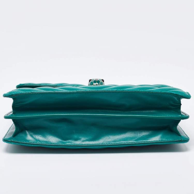 Pre Owned Bvlgari Green Quilted Scaglie Leather Medium Serpenti Forever Shoulder Bag